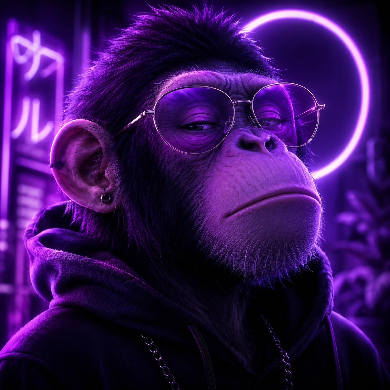 Aesthetic monkey PFP with Y2K sparkle edit and glossy highlights