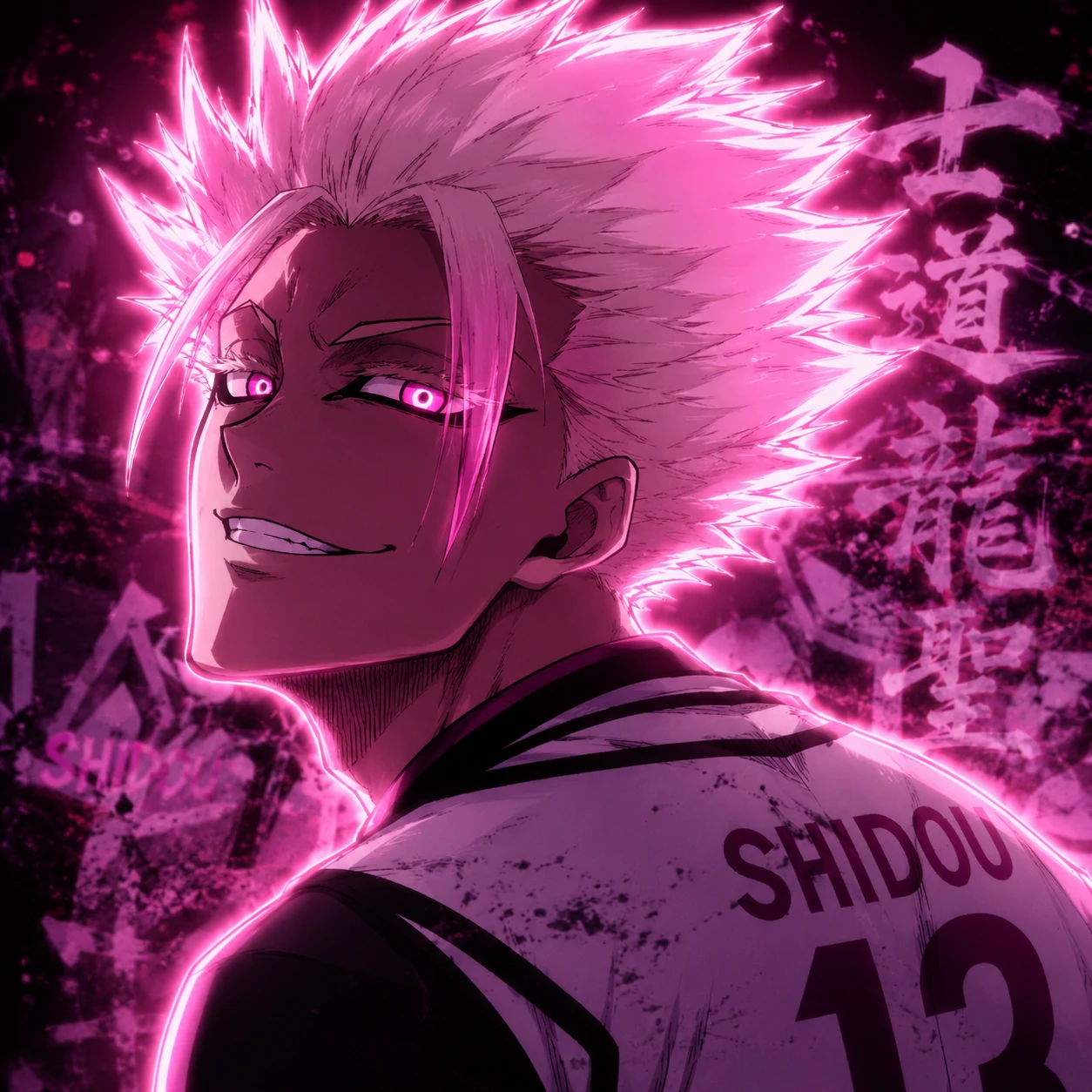 Aesthetic Shidou PFP edit with soft pink glow around his hair
