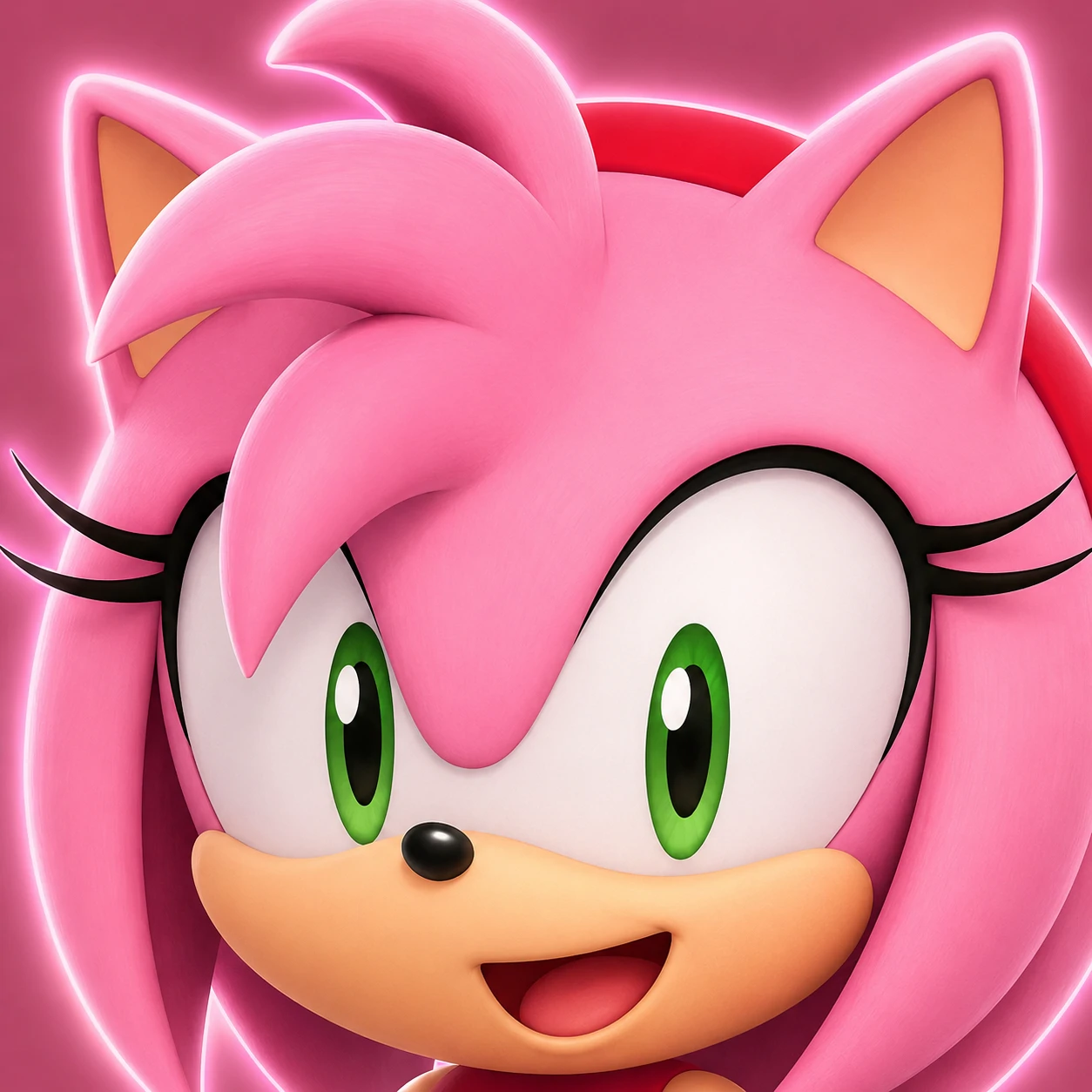 Minimal Amy Rose Discord icon with tight face crop and soft outline glow