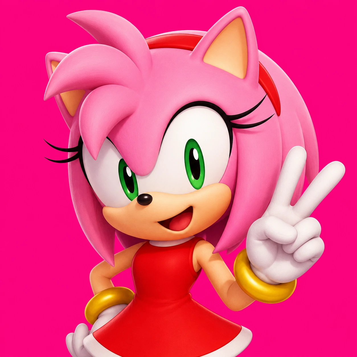 Amy Rose PFP for Discord on a solid hot-pink background for maximum visibility