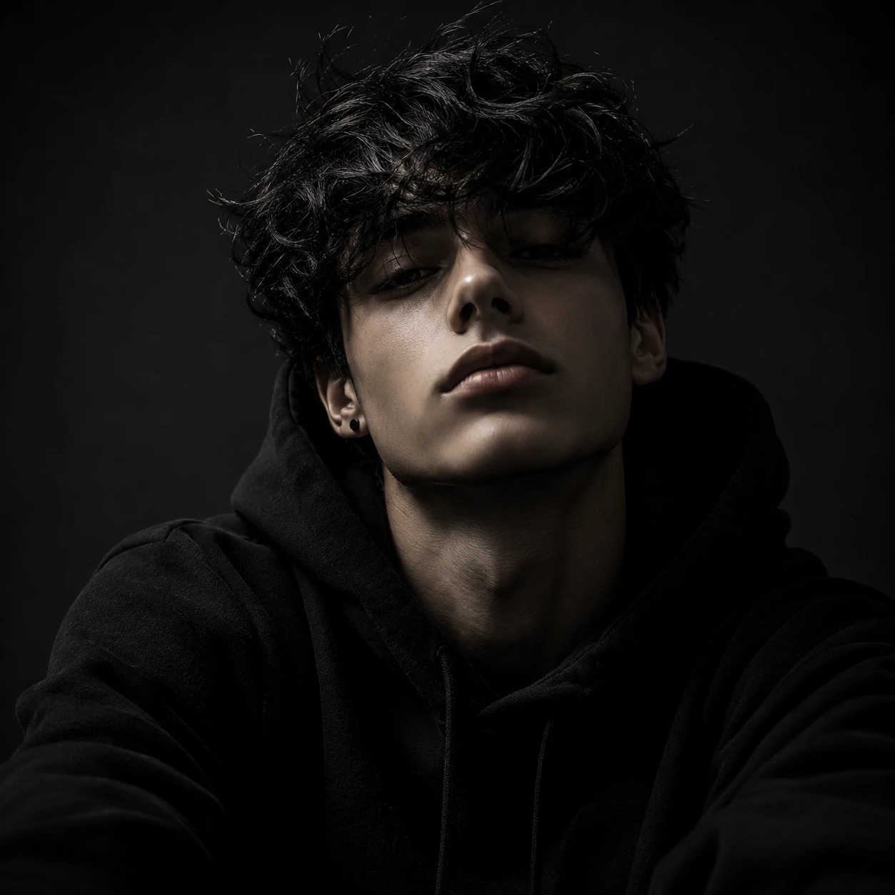 Cool black pfp boy leaning toward camera with quiet confident expression.