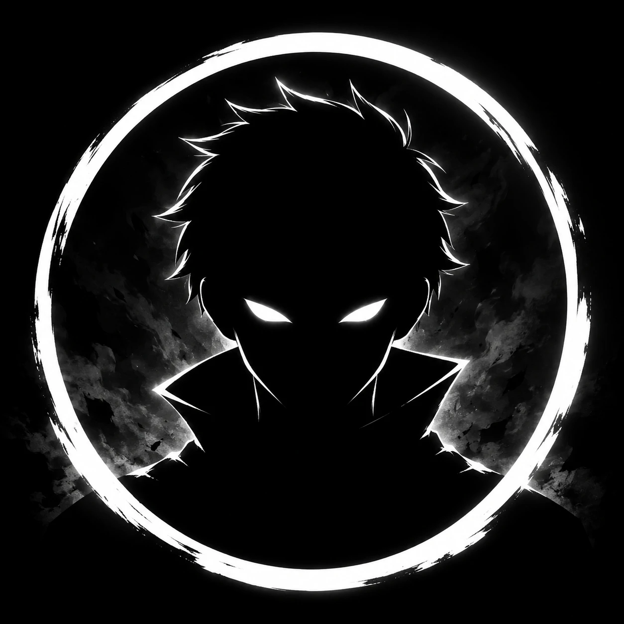 Discord-friendly dark icon black pfp with simple silhouette and very high contrast.