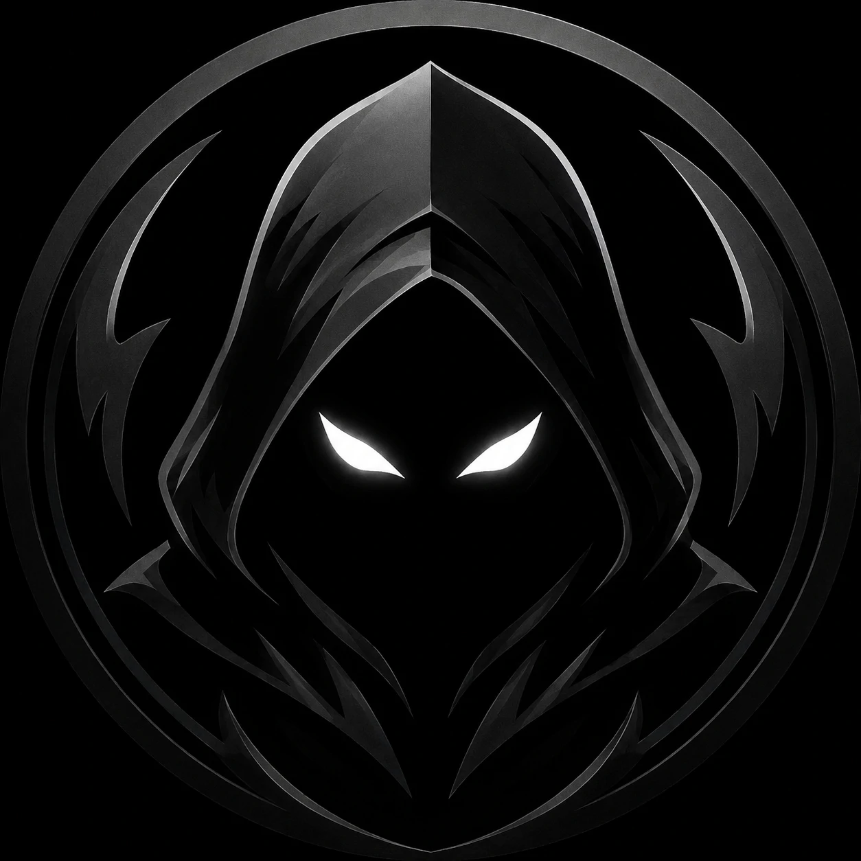 Discord server black pfp icon built for small-size readability with bold dark contrast.