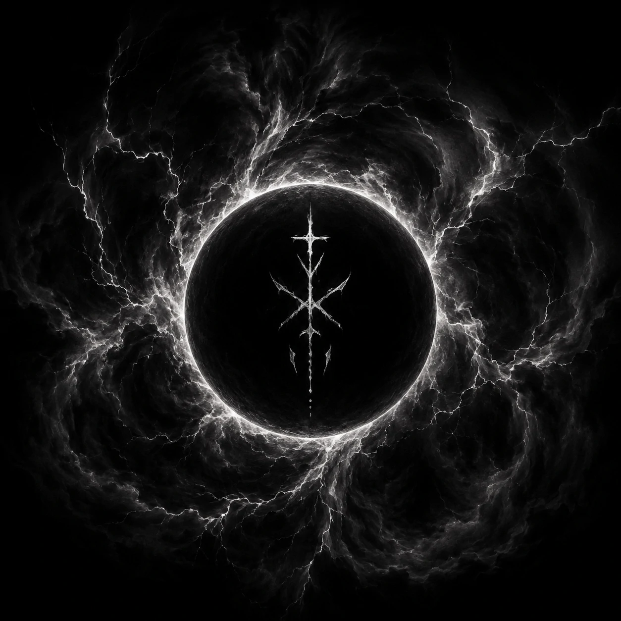 Instagram story circle black pfp in a moody dark palette with a centred subject.