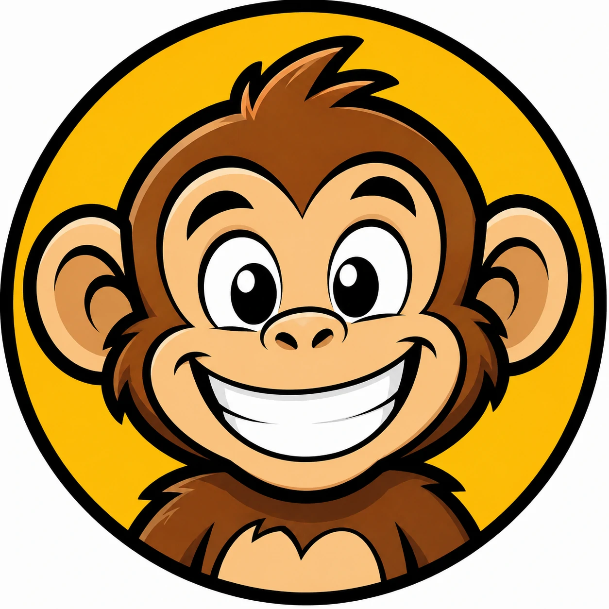 Cartoon monkey PFP with bold outline and bright playful grin