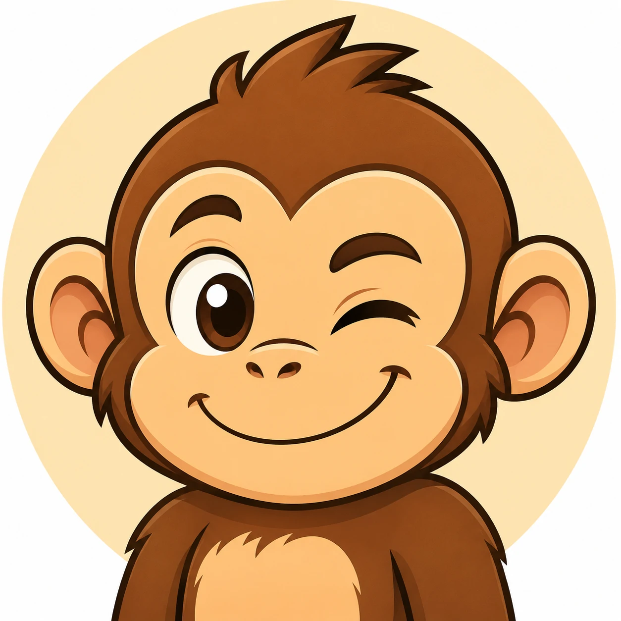 Cartoon monkey PFP winking with rounded face and clean background