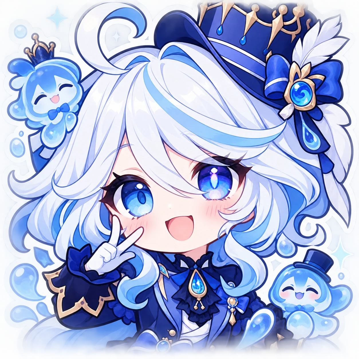 Chibi Furina PFP drawn as a sticker with a clean white outline