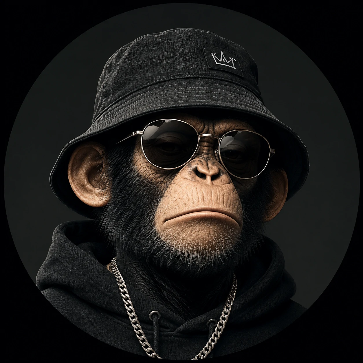 Cool monkey PFP wearing bucket hat with laid-back expression