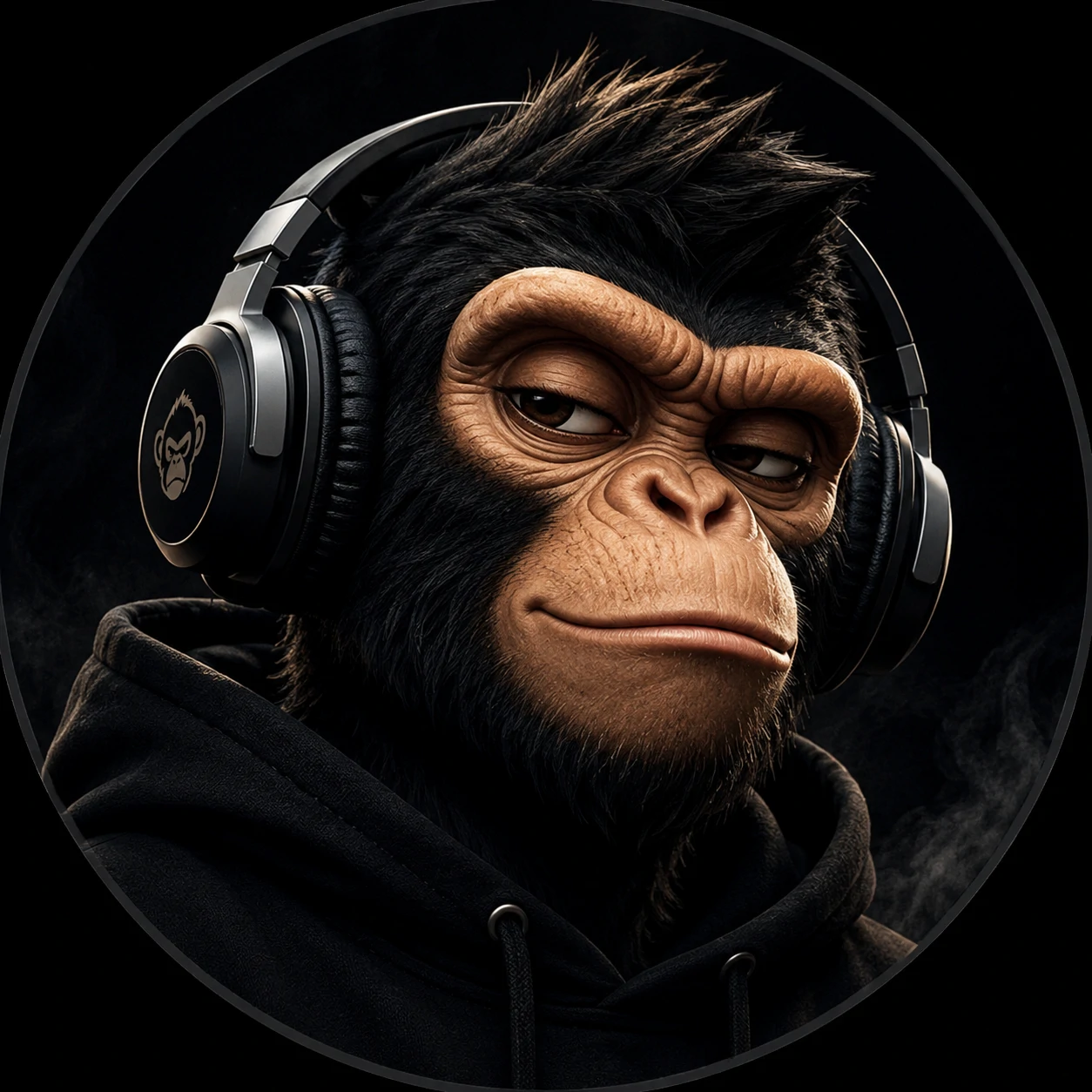 Cool monkey PFP wearing headphones with slight smirk expression