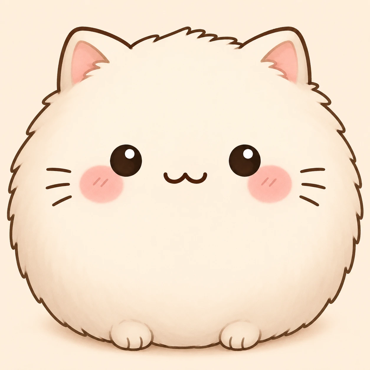 Cartoon blob cat cute pfp with round body, pink cheeks and a tiny smile