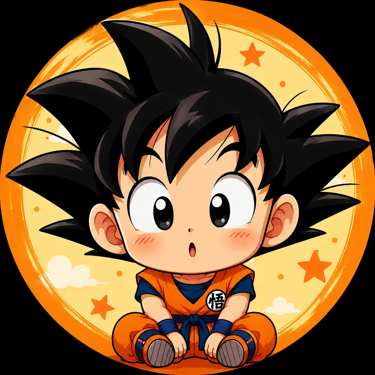 Chibi Goku profile picture with oversized head and small gi.