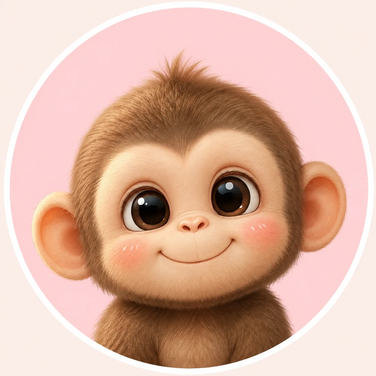 Cute monkey PFP with round face and clean pastel background