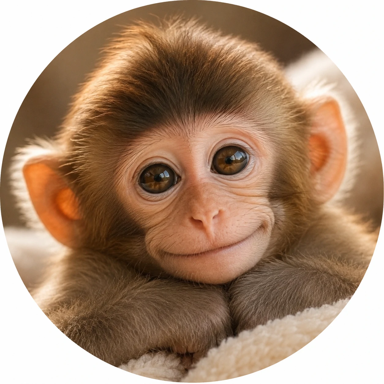 Cute monkey PFP with soft smile and warm brown eyes