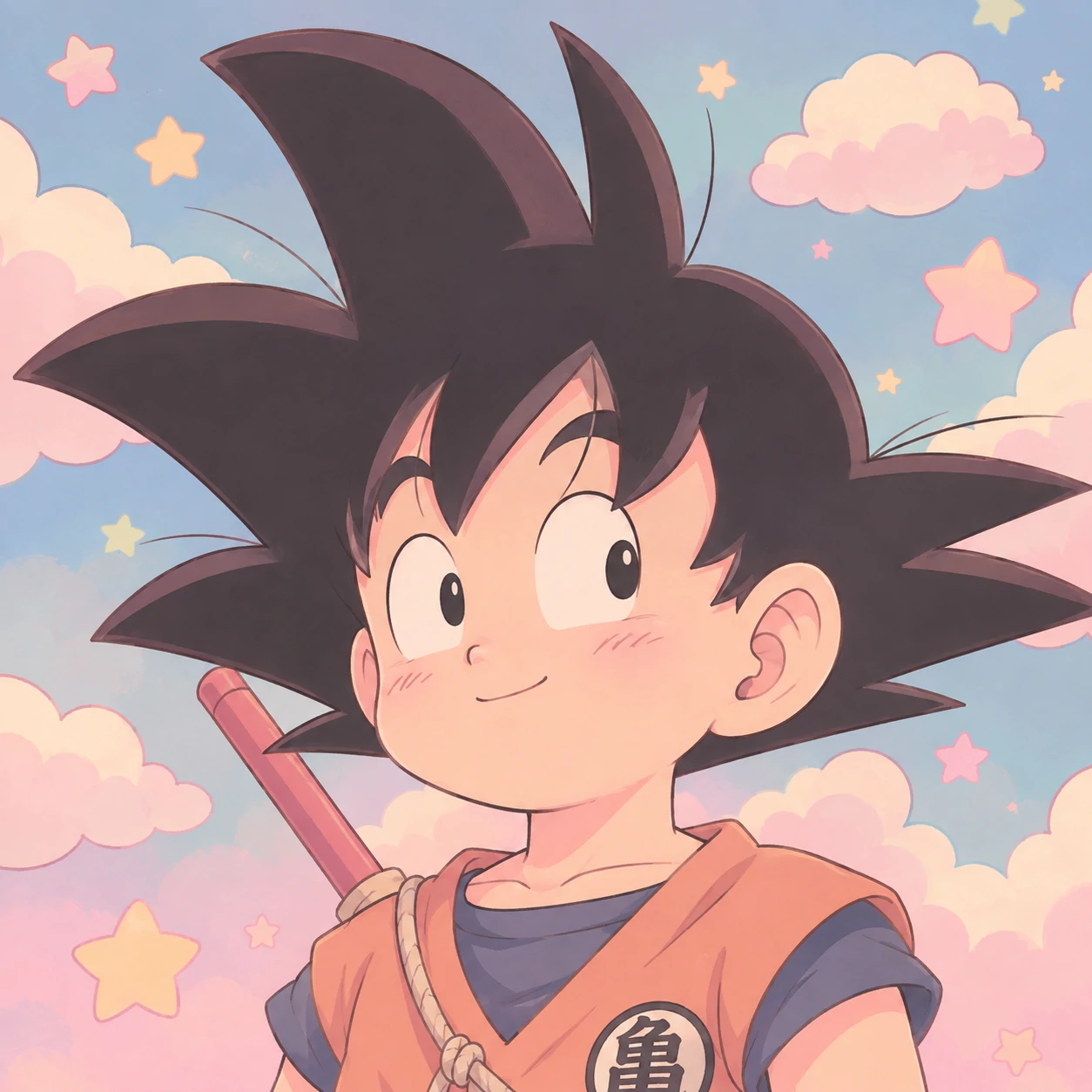 Pastel-toned cute Goku profile picture with soft shading.