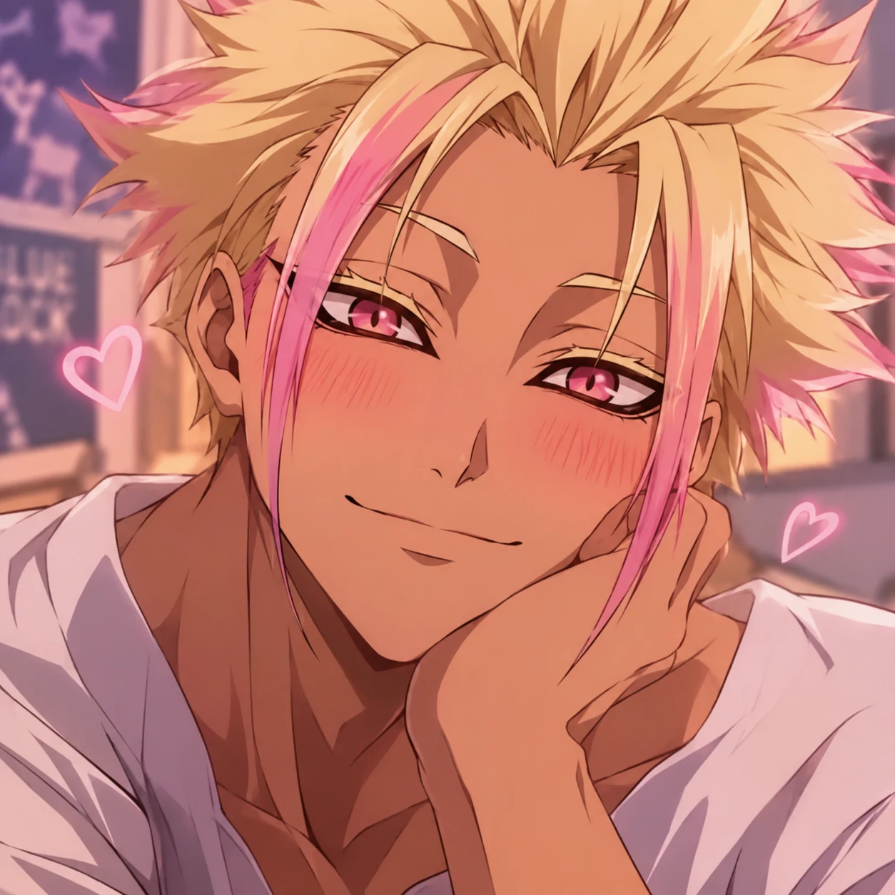 Cute Shidou PFP fanart with soft blush and gentle smile