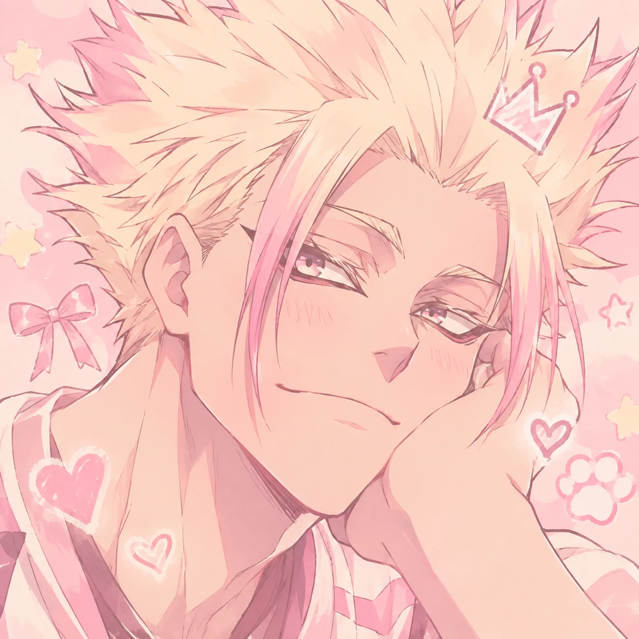 Pastel cute Shidou PFP with pink and cream color palette
