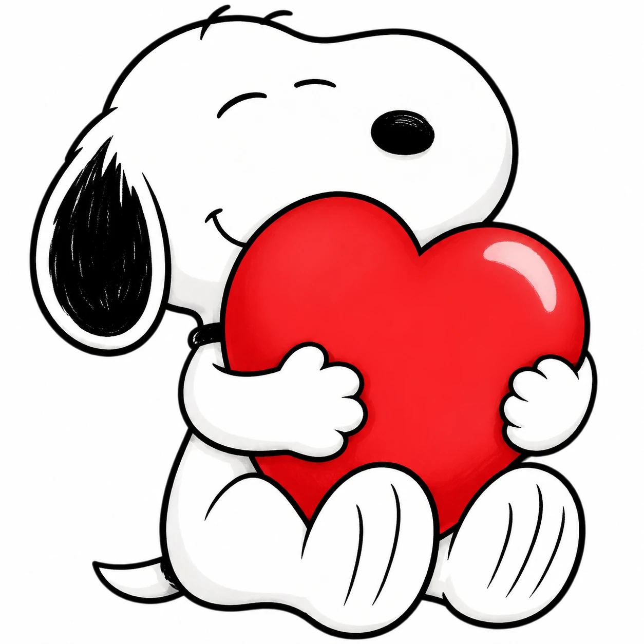 Cute Snoopy profile picture hugging a large red heart tightly
