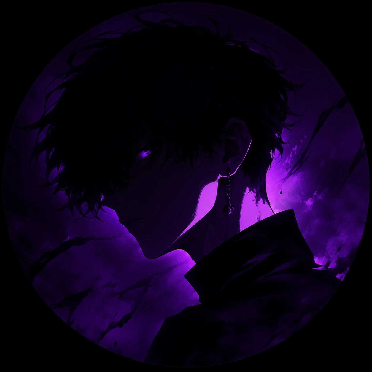 Dark purple profile picture with shadow portrait and plum lighting