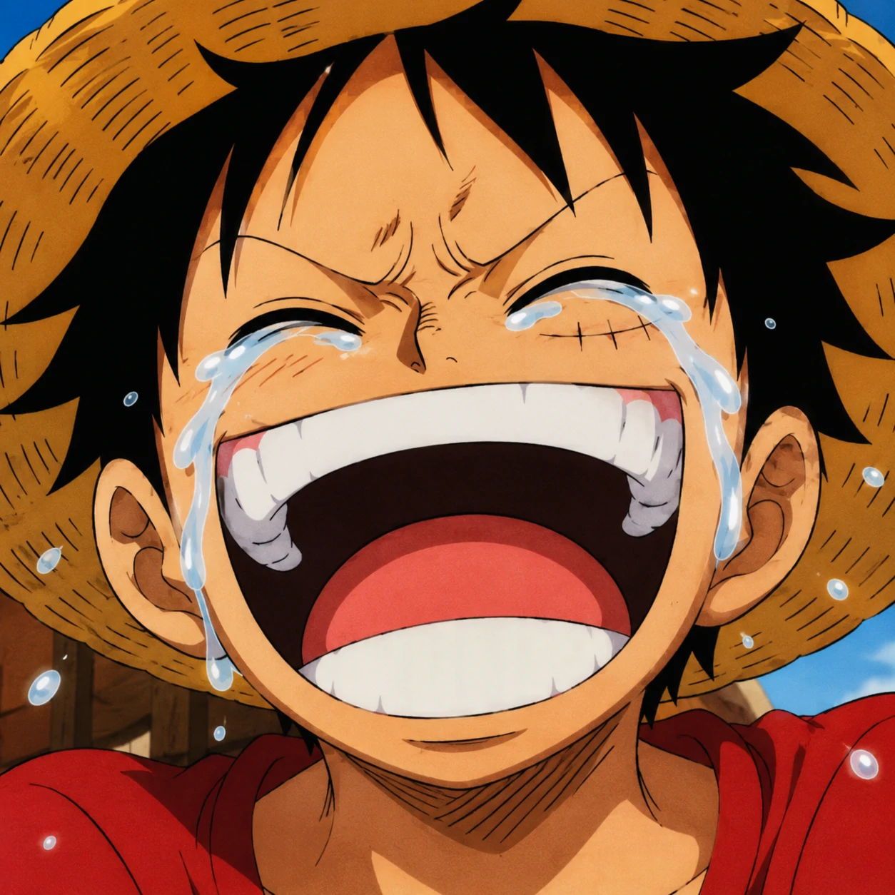 Funny Luffy crying laughing PFP with tears of joy