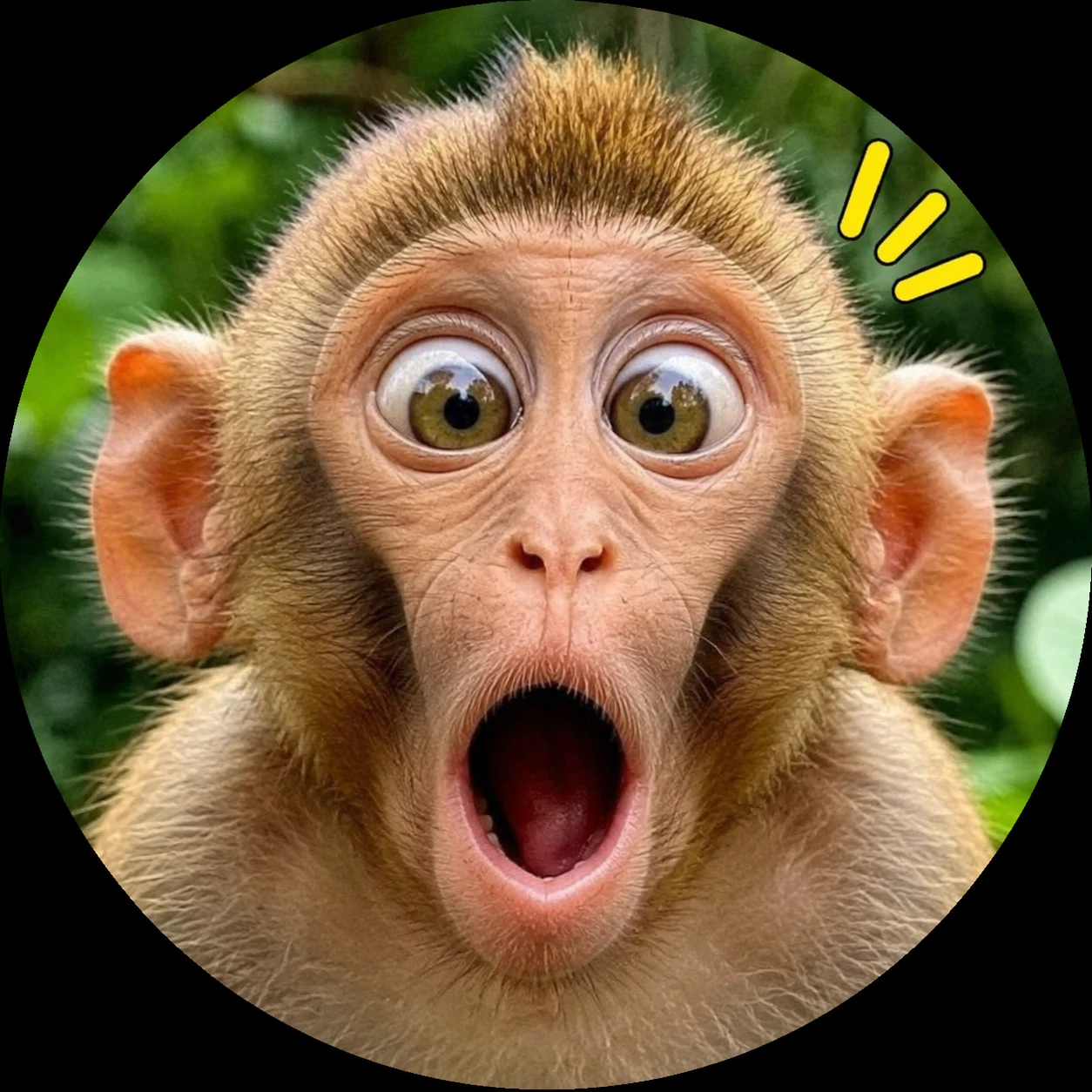 Funny monkey PFP with shocked face and exaggerated eyes