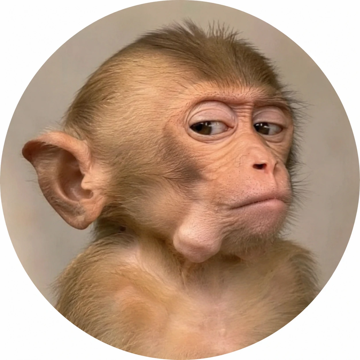 Funny monkey PFP with wide laughing face and open mouth