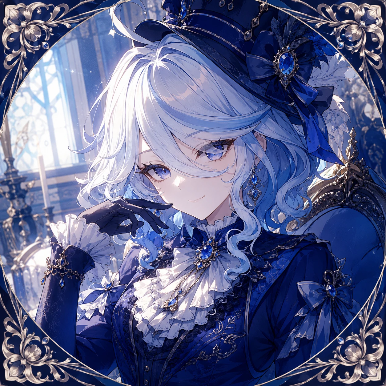 Furina fanart icon reimagined in a fuller Victorian-style dress and gloves