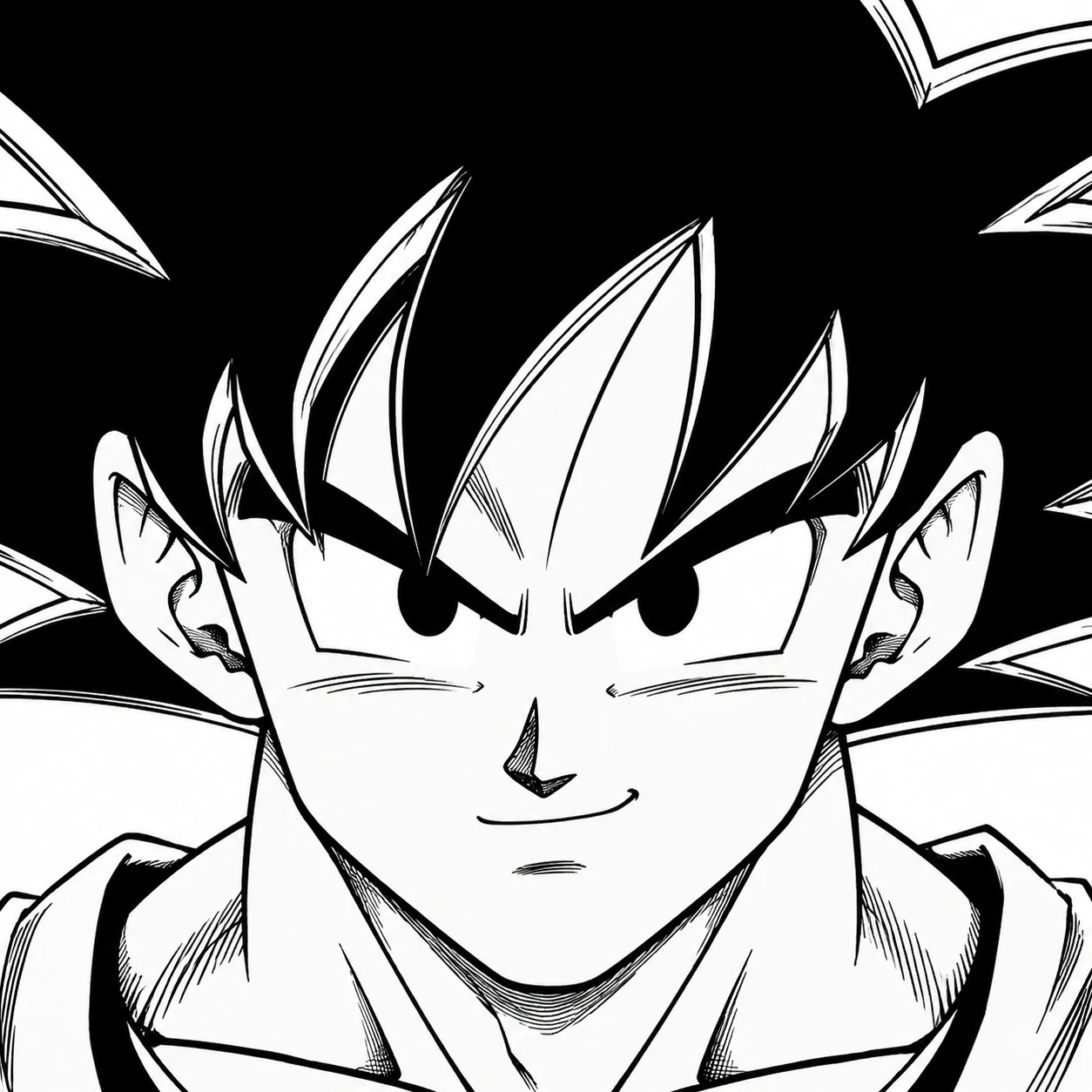 Manga portrait of Goku cropped for profile picture use.