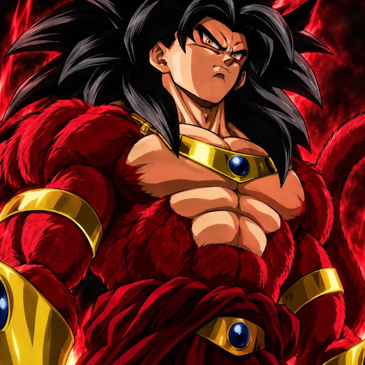 Goku Super Saiyan 4 profile picture with red body fur.