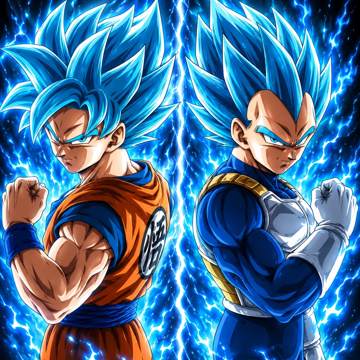 Goku and Vegeta Super Saiyan Blue matching avatar set.