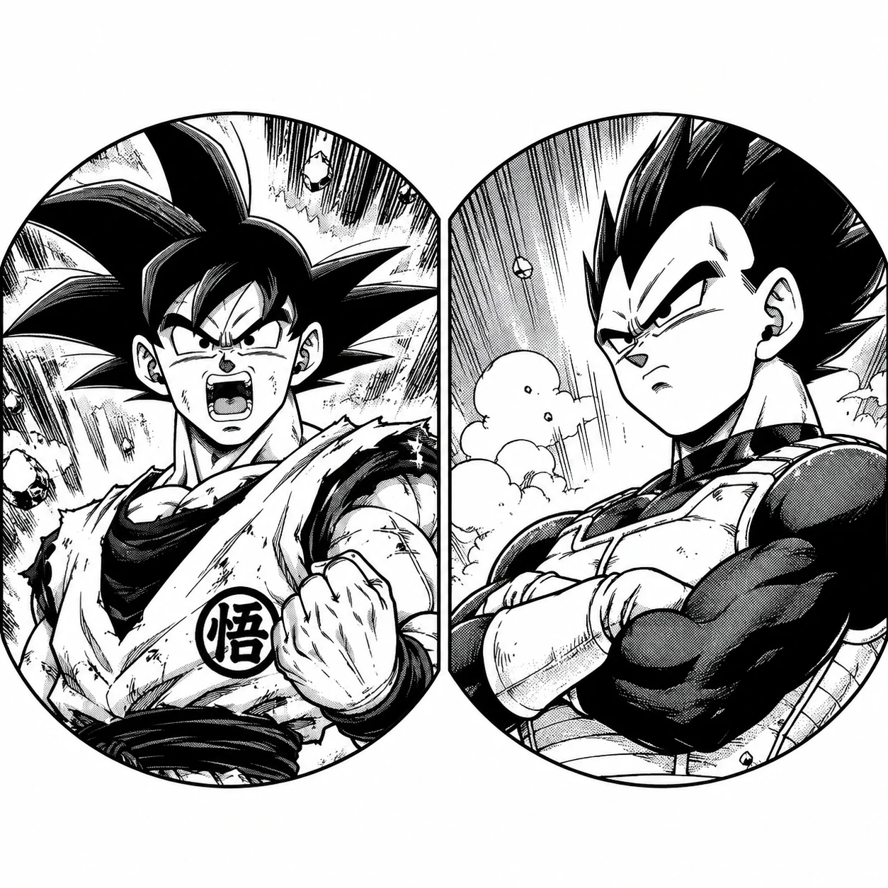 Matching manga panel profile pictures of Goku and Vegeta.