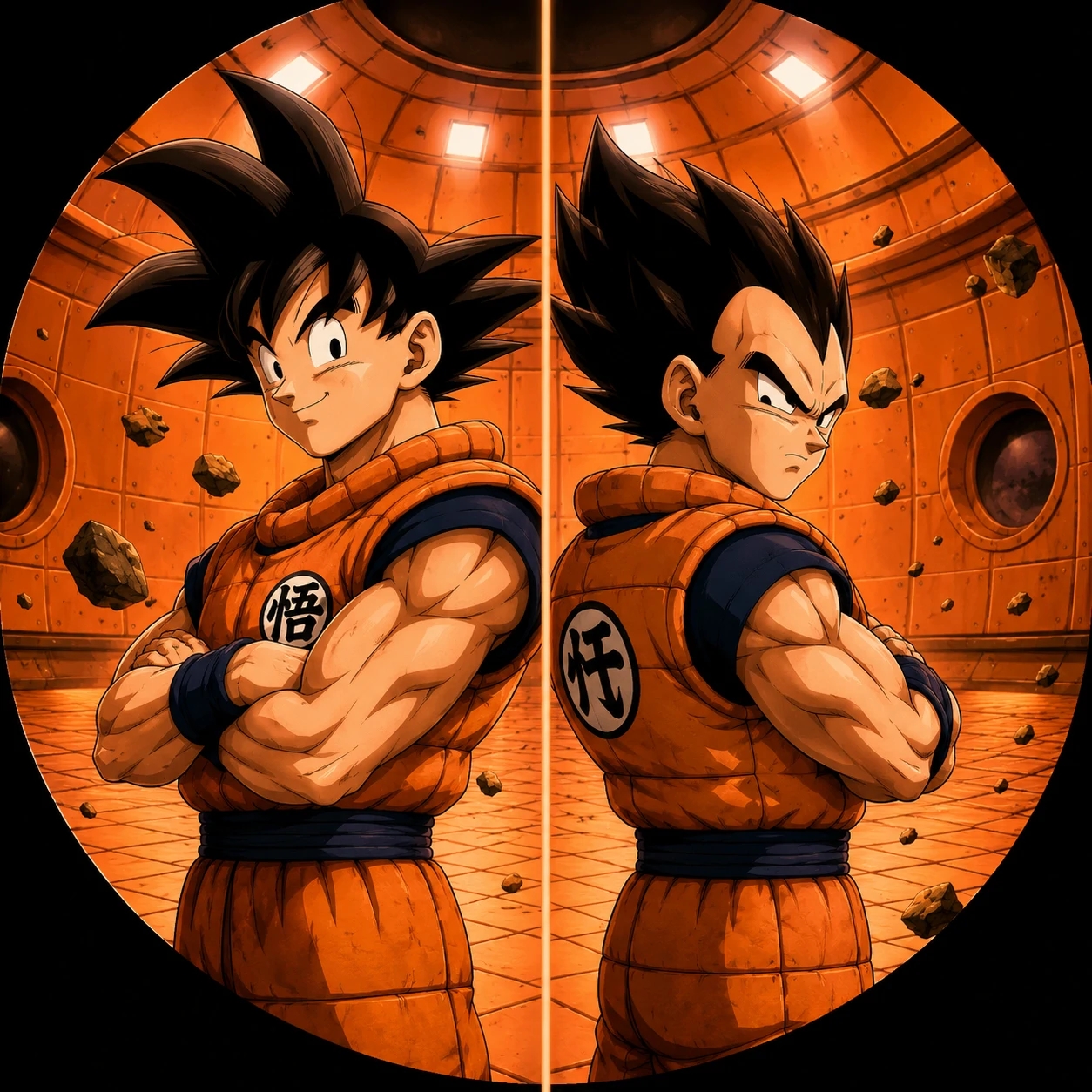 Goku and Vegeta profile picture matching set in orange training gear.