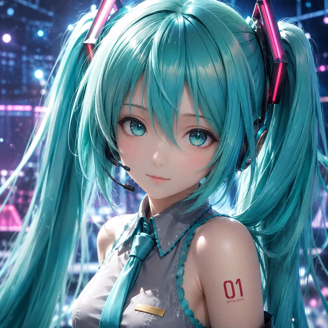 4K Hatsune Miku PFP with ultra-sharp portrait detail and studio lighting
