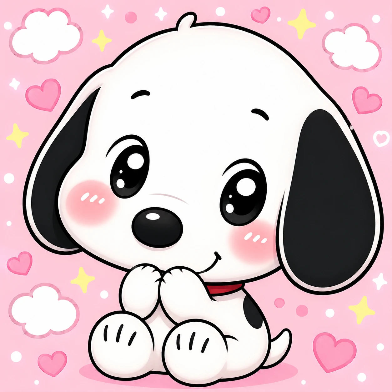 Kawaii chibi-style Snoopy profile picture with oversized head and tiny paws