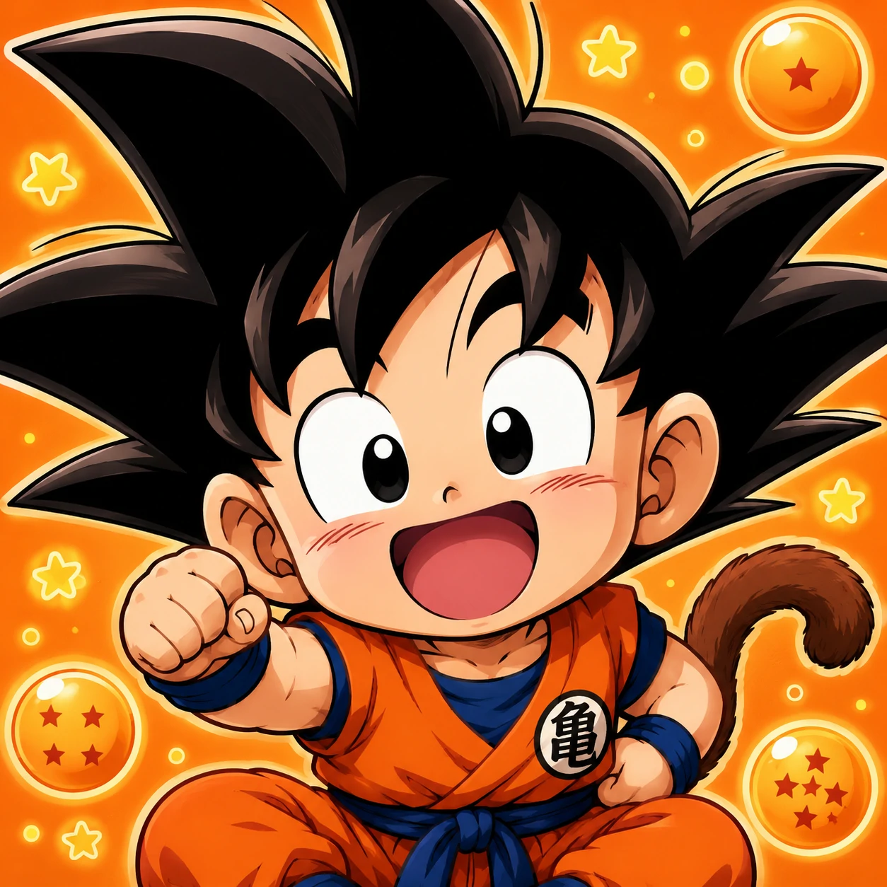 Chibi Kid Goku profile picture with big eyes and small gi.