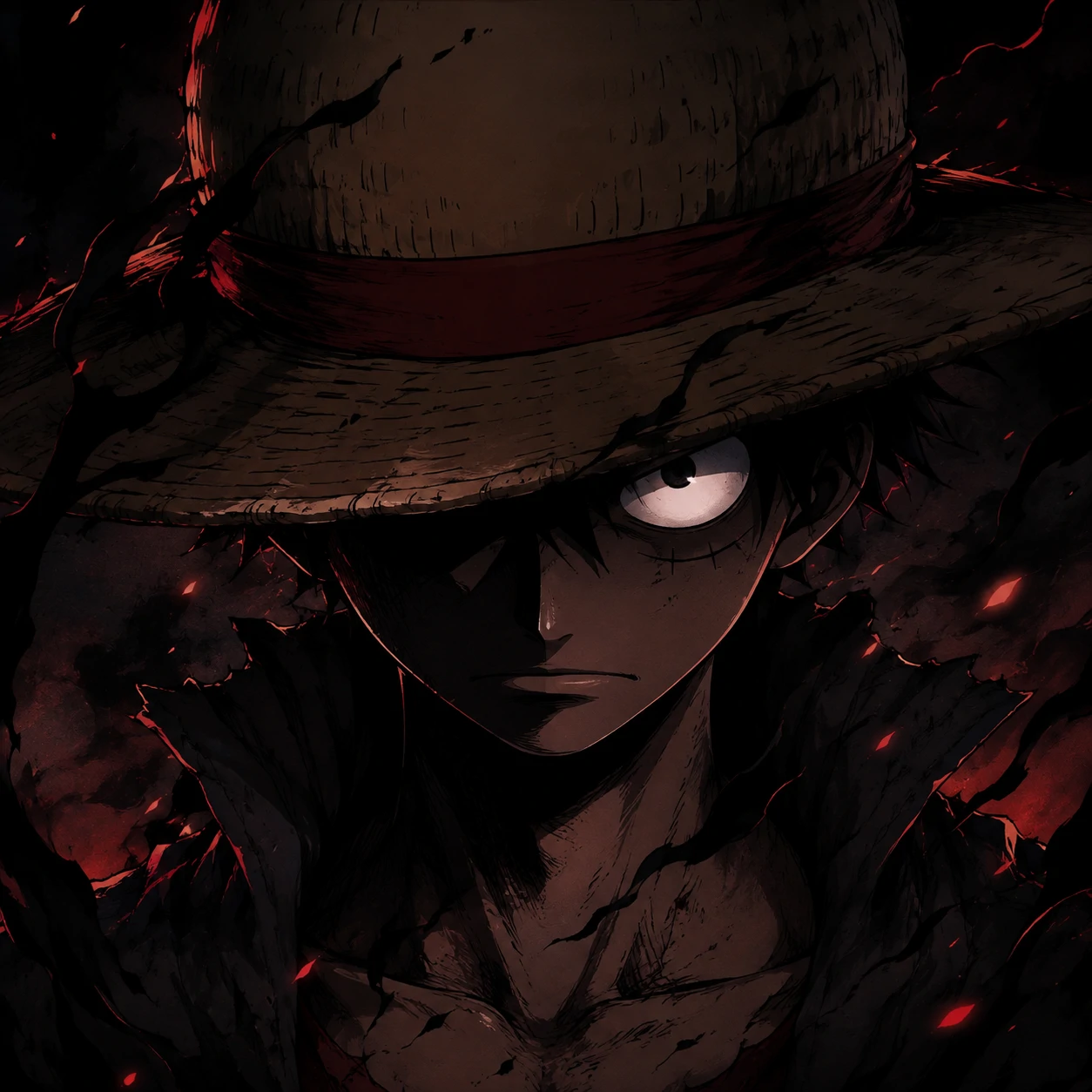 Cool Luffy Discord PFP with serious expression and dark tones