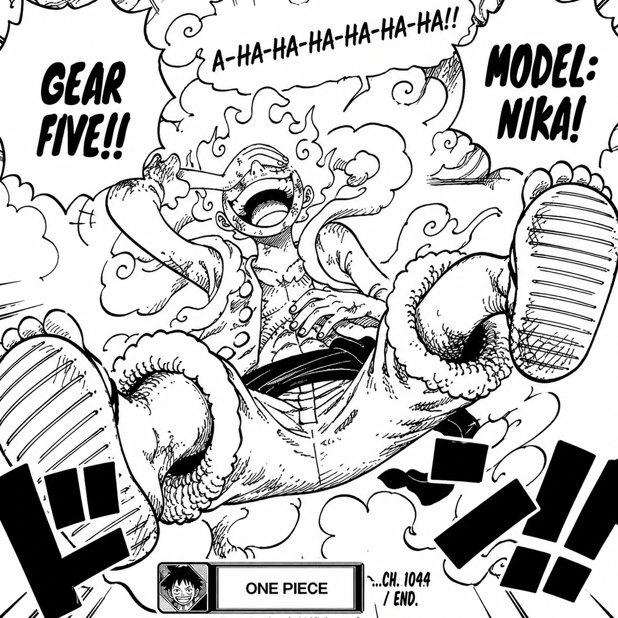 Black and white Gear 5 Luffy PFP from the original manga reveal