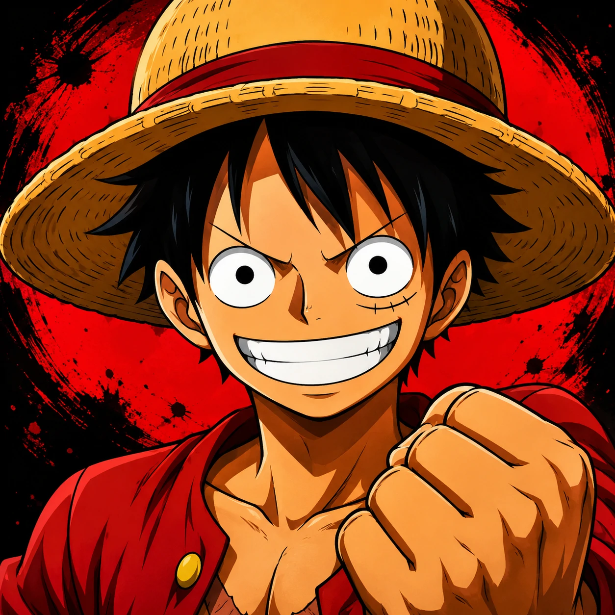 Luffy Discord PFP meme style with exaggerated funny face