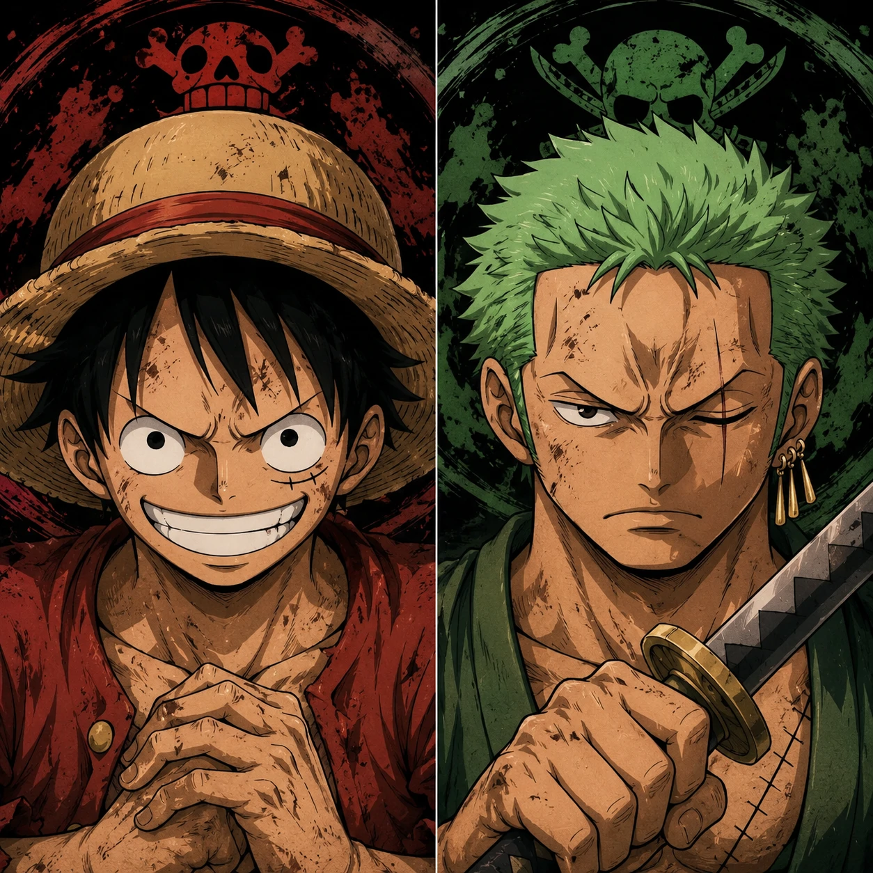Luffy and Zoro matching Discord PFP cropped for round avatars