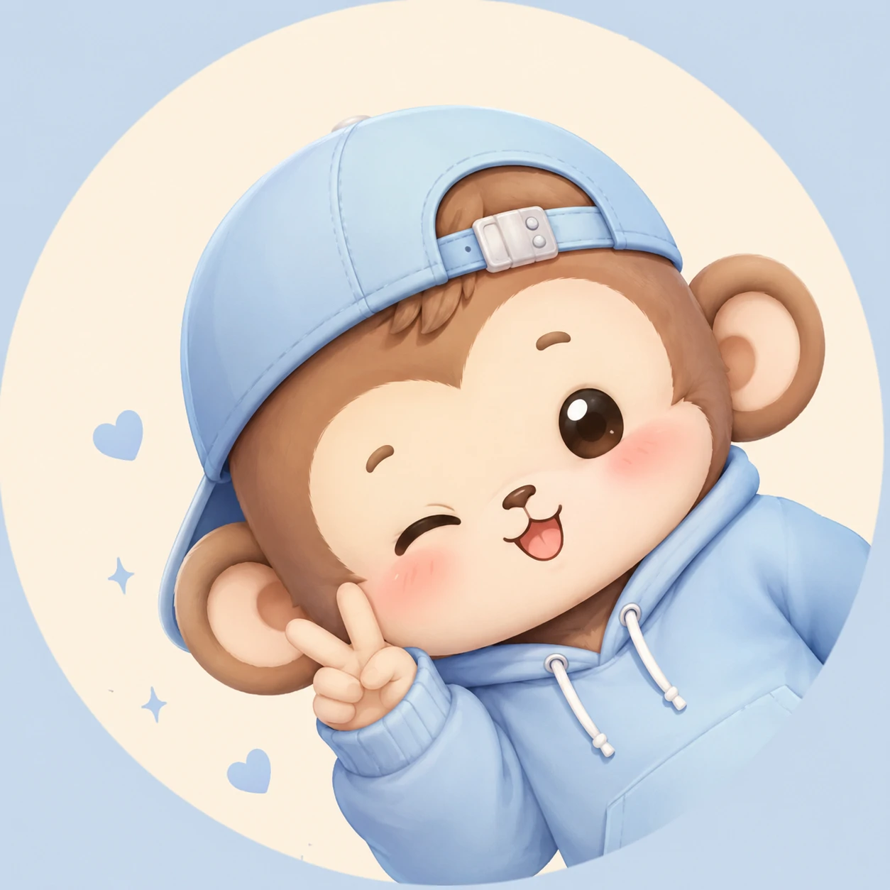 Matching monkey PFP pastel bestie version with pink accessories