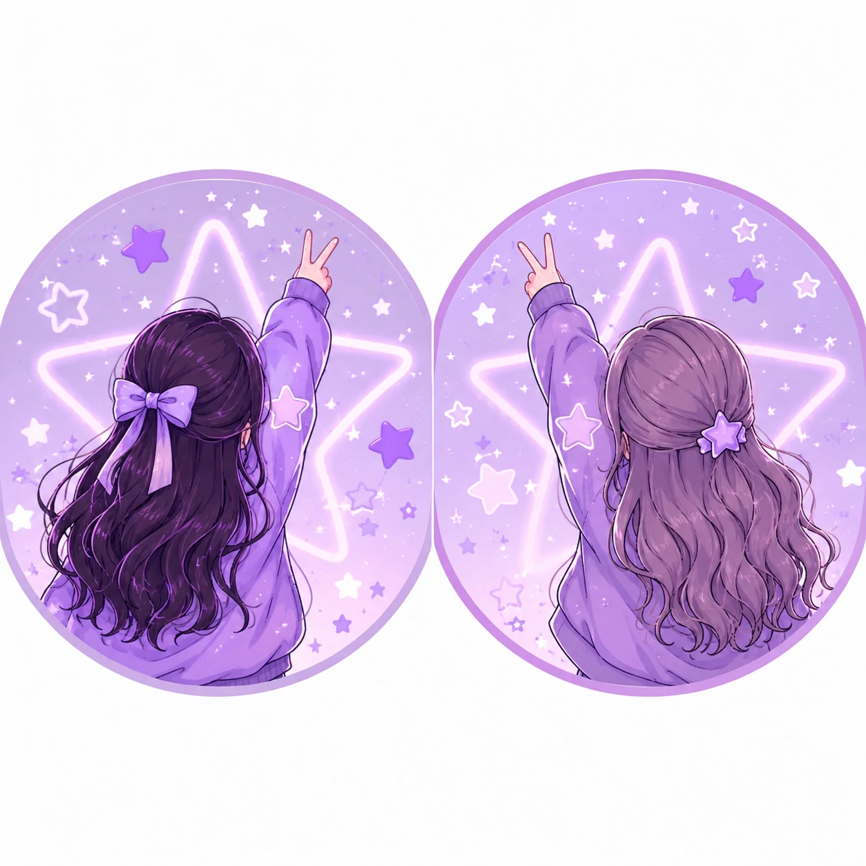 Matching Purple PFP for best friends with stars and pastel lilac tones