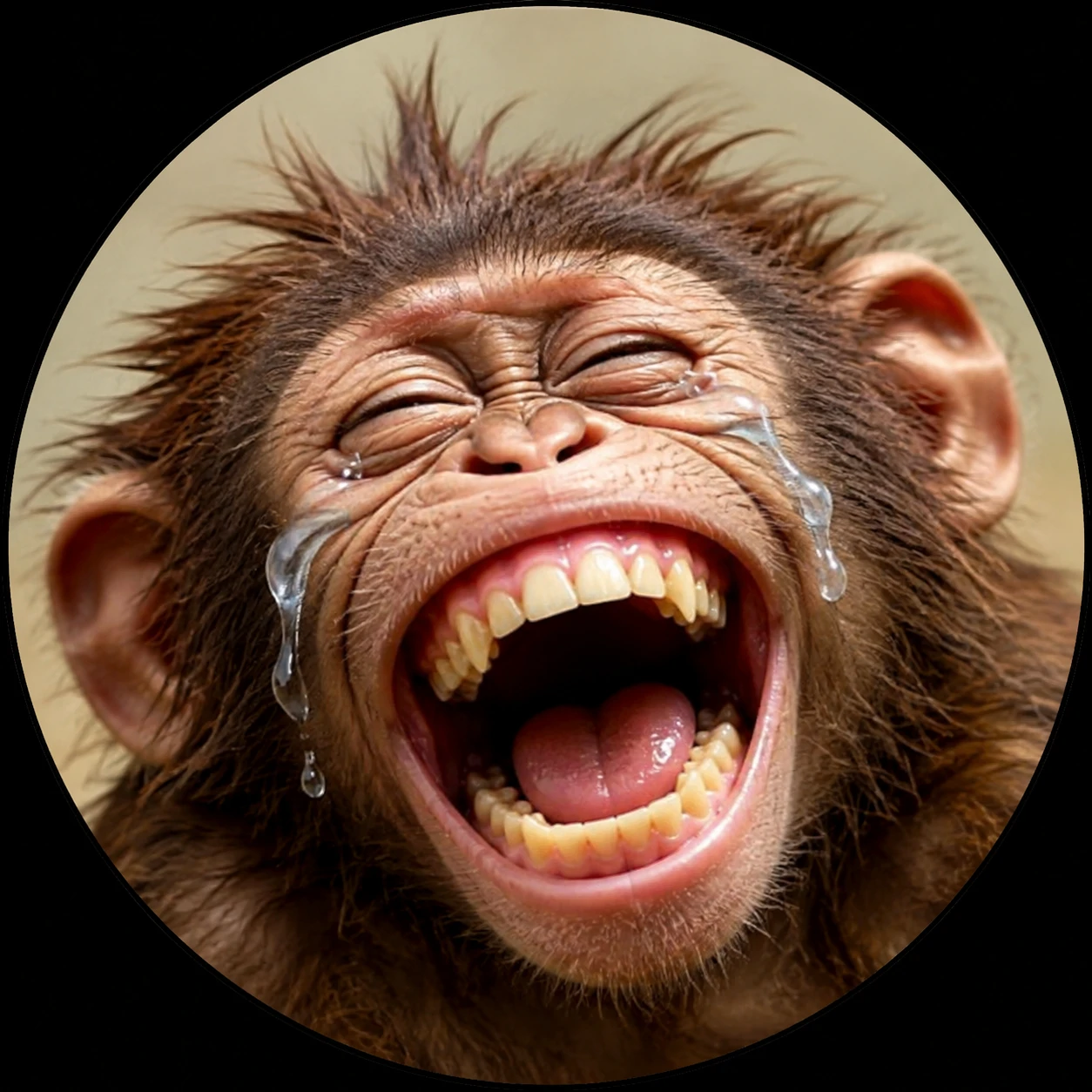 Meme monkey PFP laughing so hard it almost looks tearful
