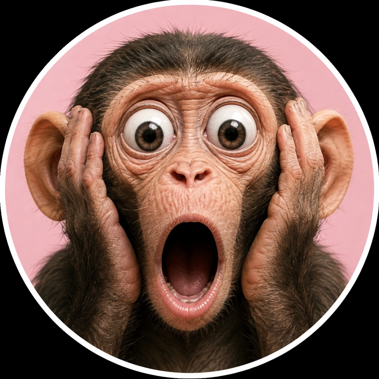Meme monkey PFP with dramatic gasp and wide startled eyes