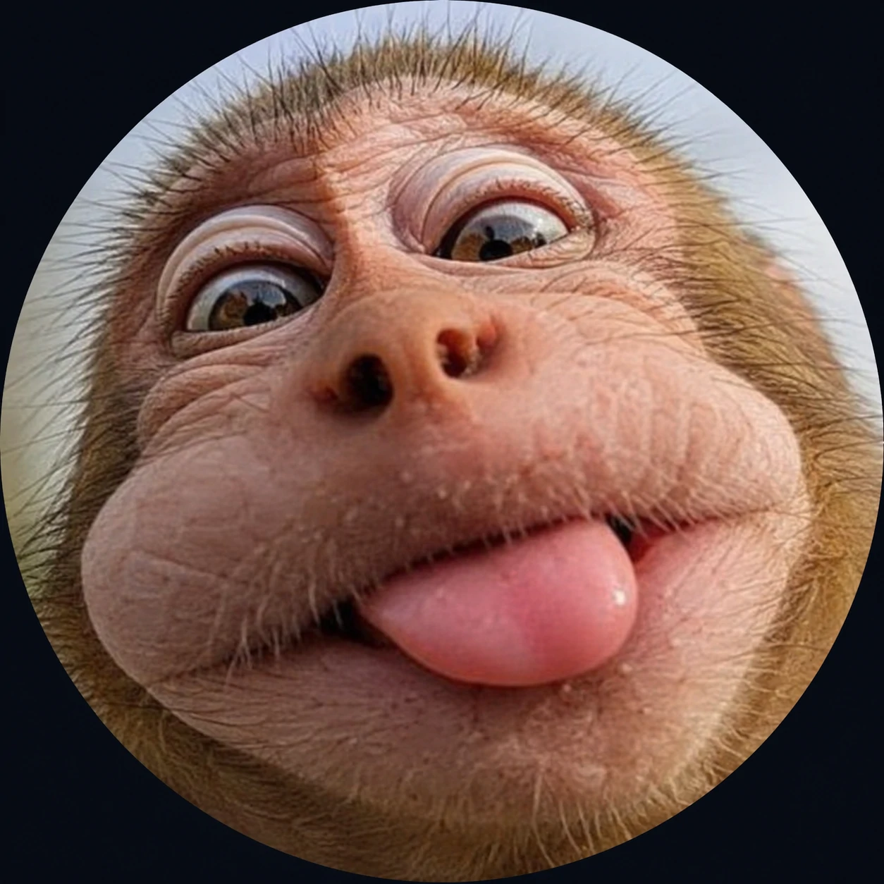 Meme monkey PFP goofy close-up with distorted funny face