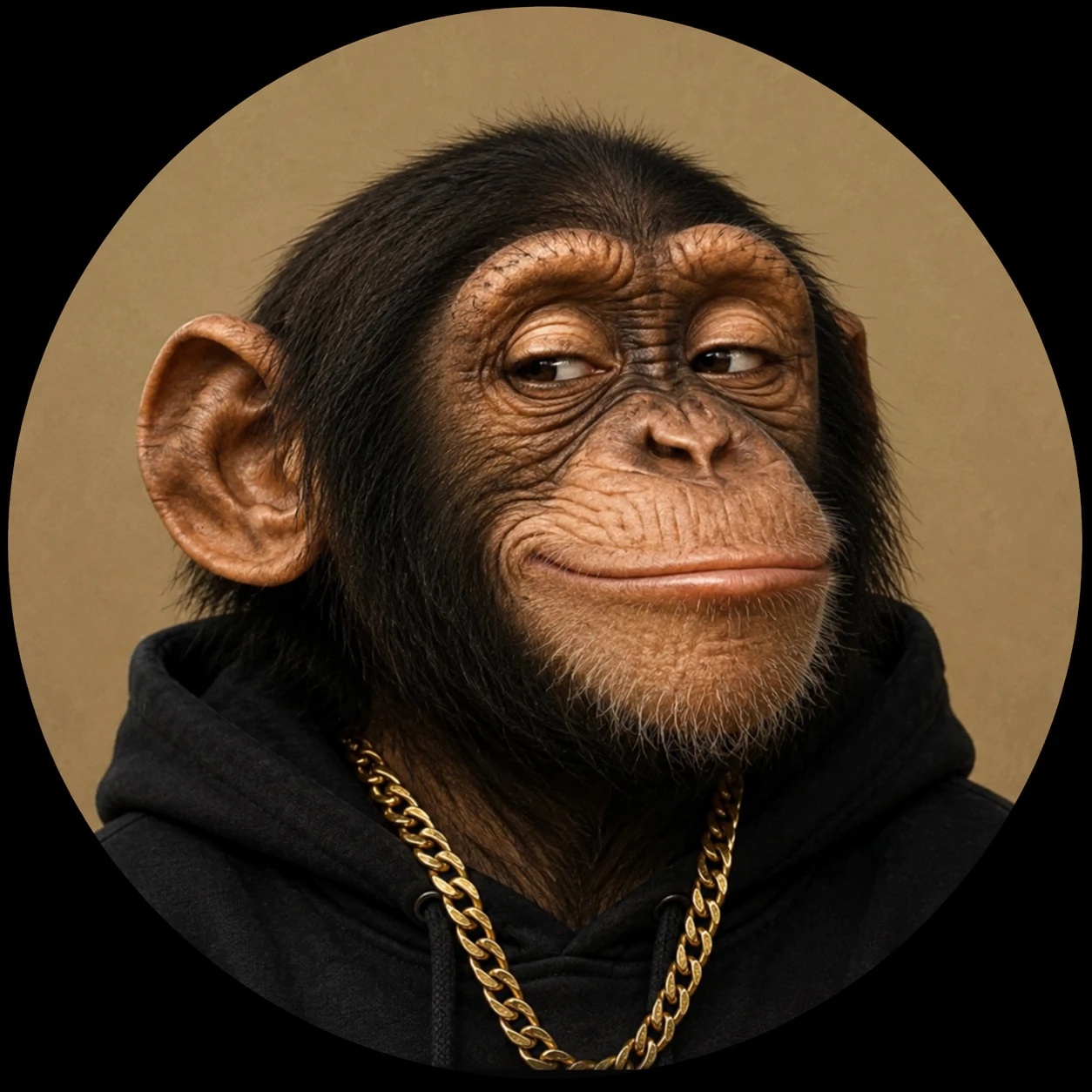 Meme monkey PFP with smug grin and knowing side glance