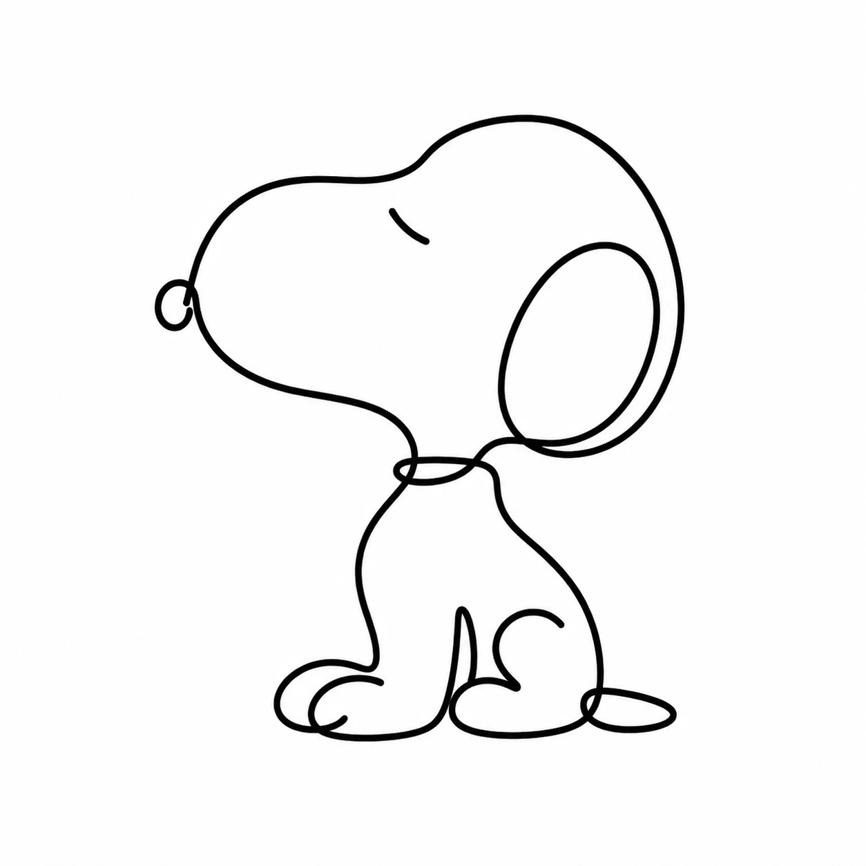 Minimal black and white Snoopy PFP drawn in simple single-line art