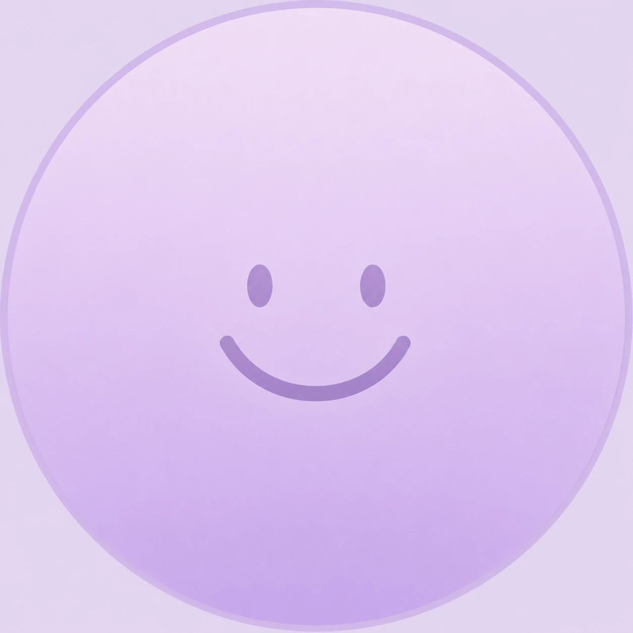 Minimal pastel purple PFP with simple smiley face and lilac gradient