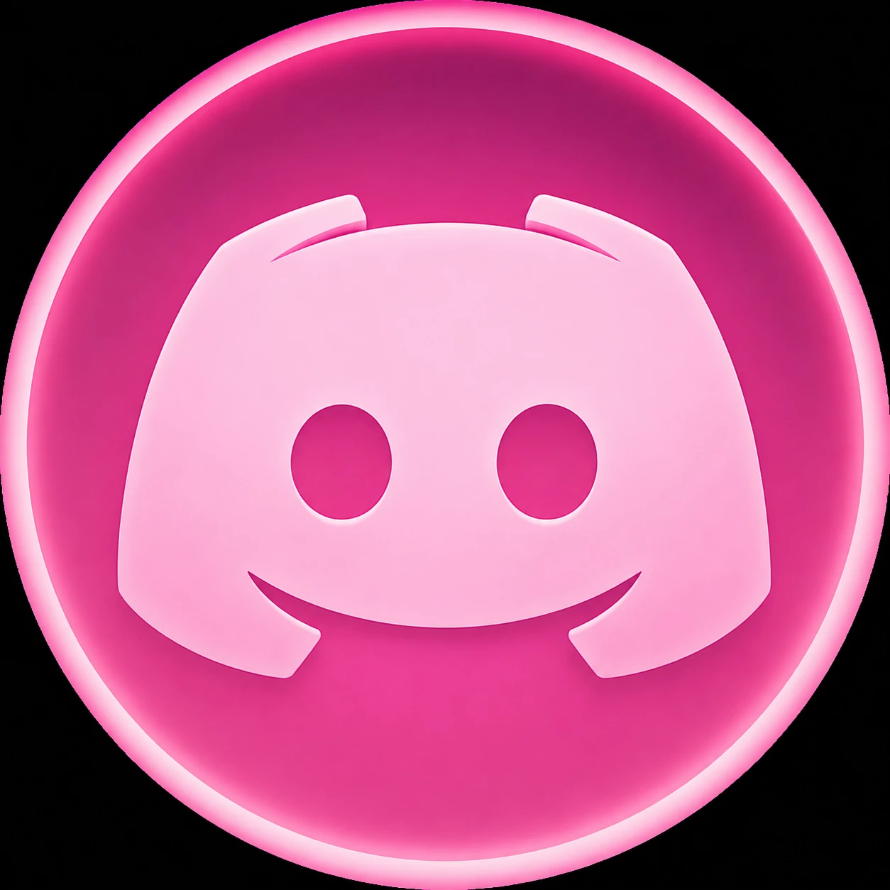 Pink Discord icon with minimal face design and soft magenta contrast