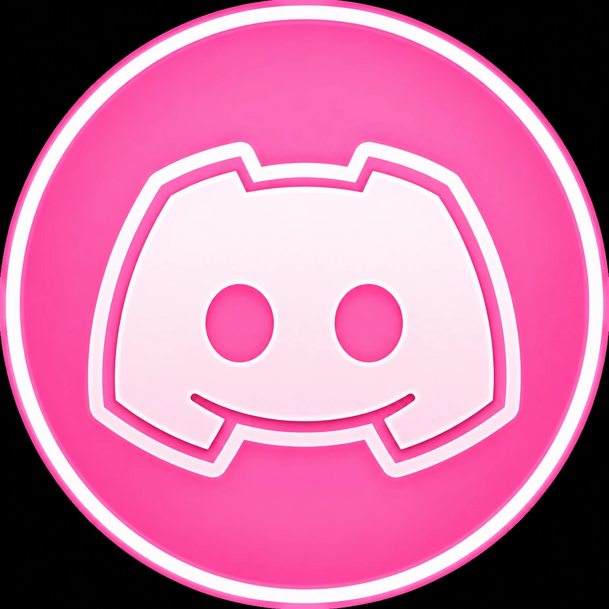 Pink Discord pfp with a clean centered face and bright outline