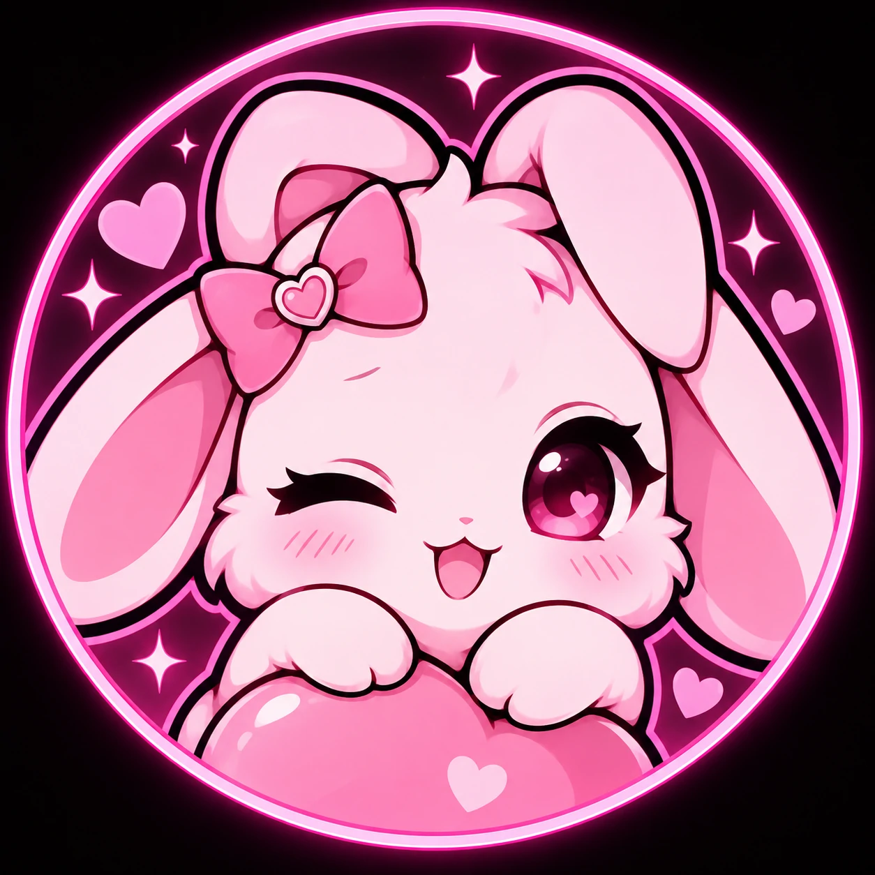 Pink pfp for Discord in HD with a bunny character and bold outline