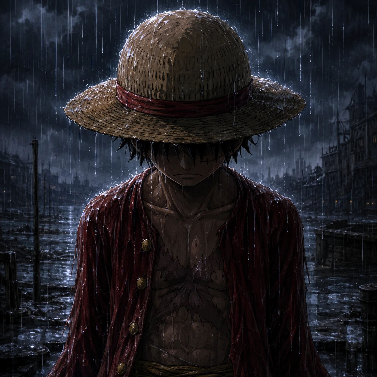 Sad Luffy PFP crying with tears and trembling expression